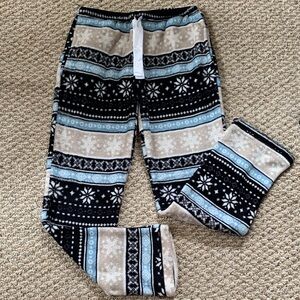 Cozy Snowflake Pajama Pants - Blue, Black & Cream